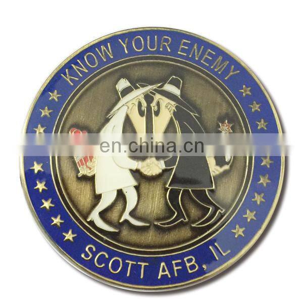 Stamping enamel infilled souvenir coin with diamond cut edge supplier