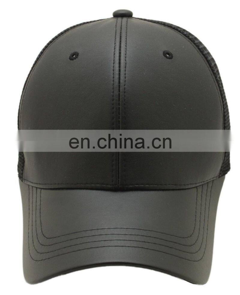 Baseball Cap Leather Lambskin Precurved Bill Snapback 'Baseball Cap