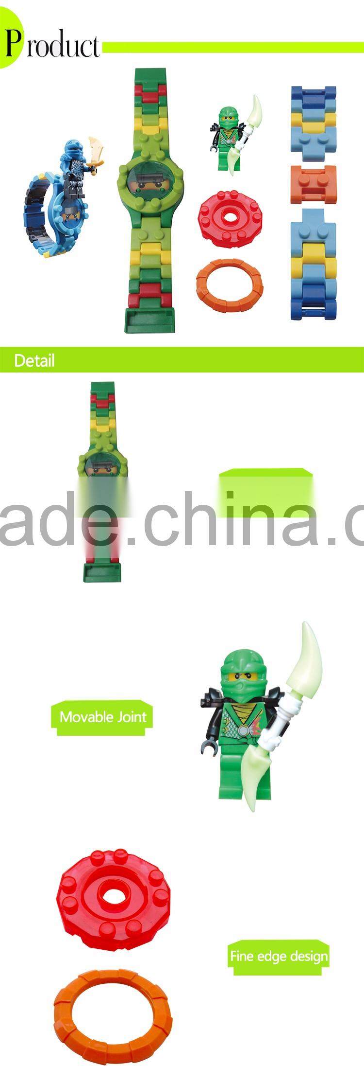 JSTOYS funny plastic building block electronic watch with minifigures for kids