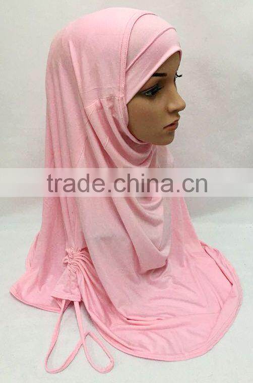 SOLID COLOR TWO PIECES modal COTTON HIJAB elastic long hejab