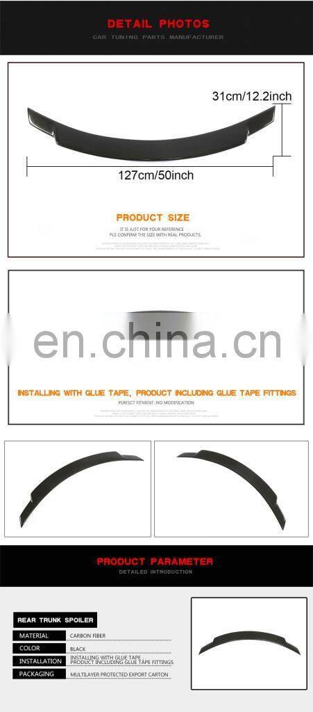 Carbon Fiber Rear Spoiler for Mercedes Benz W205 C63 Sedan 4-door 2015-2017