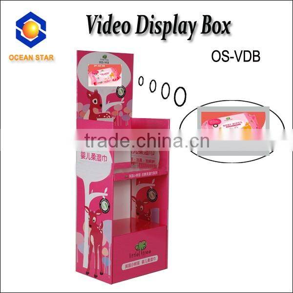 peg hooks cardboard display with lcd video player ,peg hooks cardboard display maker