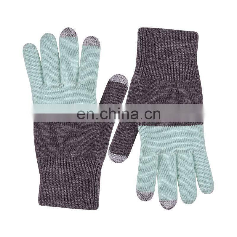 HY Winter Adult Custom Knit acrylic Gloves touchscreen with phone gloves
