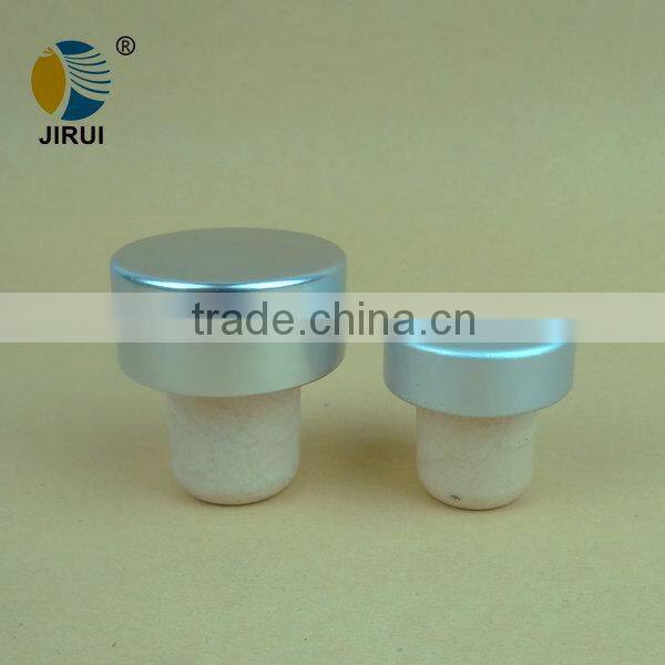 plastic synthetic cork stopper with silver aluminum cover