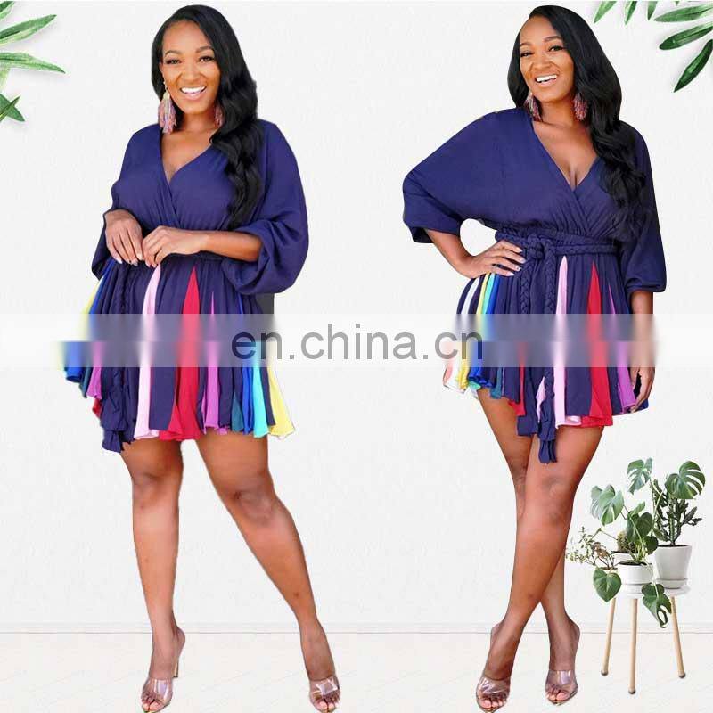 Manufacturer Customized Women's Summer Bohemian Long Skirt Printed V-neck Sexy Woven Oversized Skirt Plus Size Women's Clothing