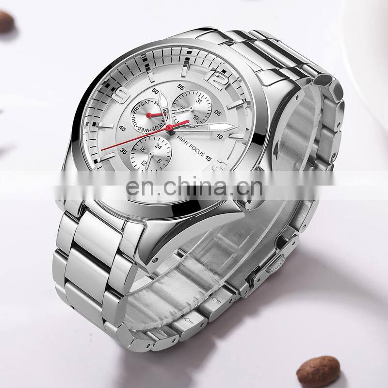 MINI FOCUS MF0199G Man Quartz Watches High Quality Brand Casual Creativity Stainless Steel Strap Clock