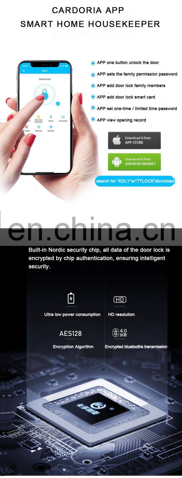 wifi attendance multi-point numeric top security aluminium handle electrical panel digital lock for sliding door bolt lock