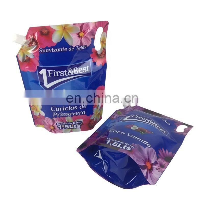 Laminated Material Material Spout Top Sealing washing powder stand up bag pouch nylon fabric softener packaging bags