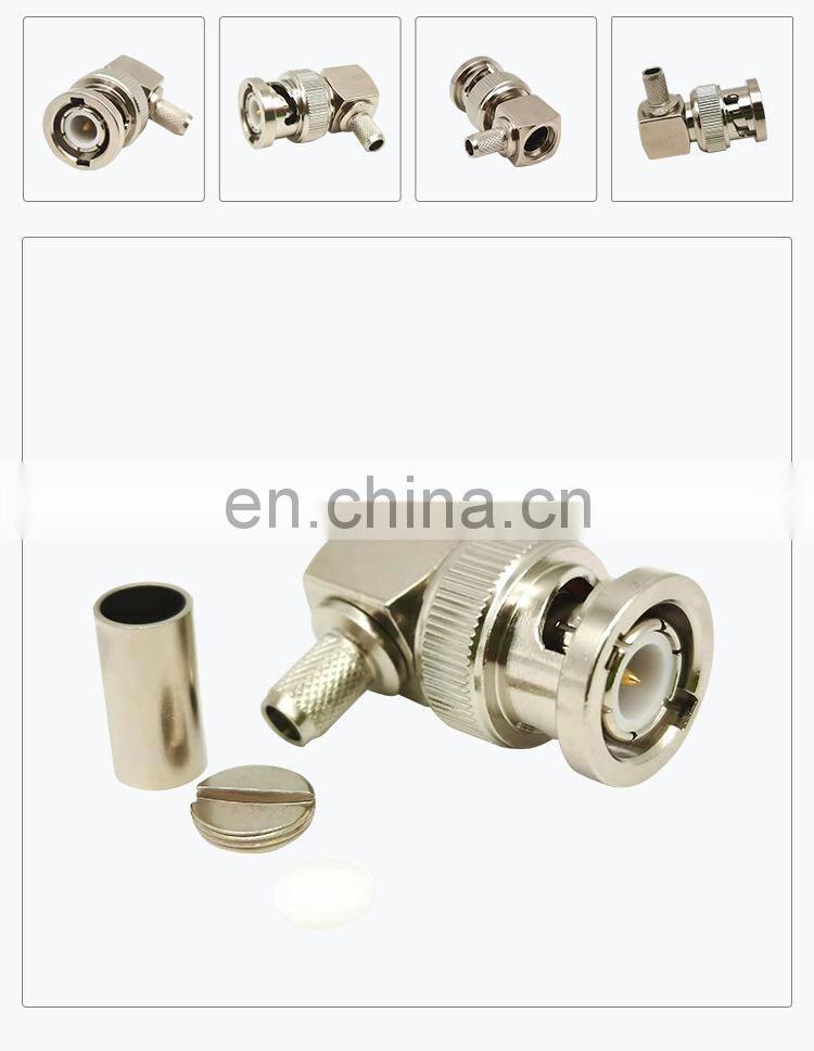 Factory Outlet Waterproof BNC Male Angled Crimp RG58 Cable RF Coaxial Connector BNC Connector for RG58