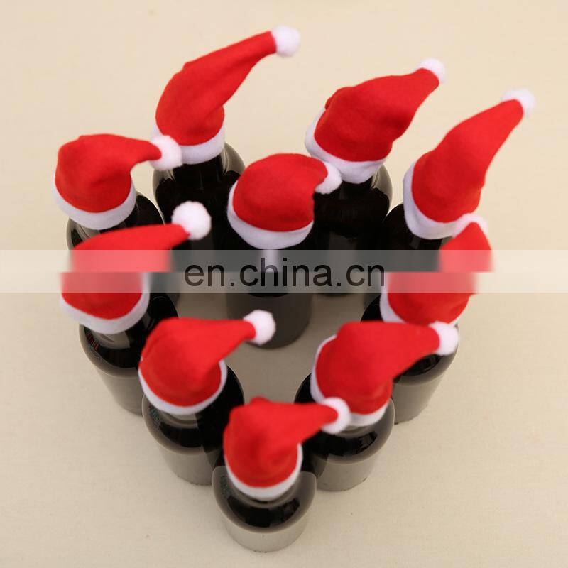 Mini Christmas Hat Tableware Knife Fork Set Holder Pocket Bag Merry Christmas Party Dinner Wine Bottle Xmas Hat Decoration