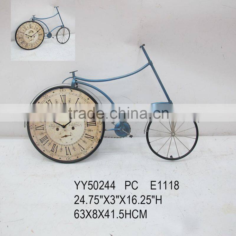 bicycle shape metal clock for wall decoration, wholesale cheap clock, wall mounted clock