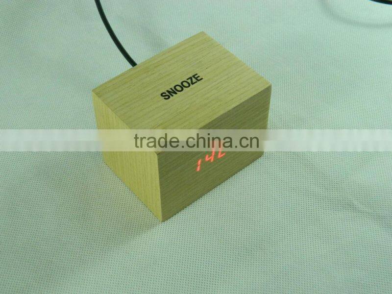 WL0421T Nature Material LED Digital Snooze Indoor Resin Clock