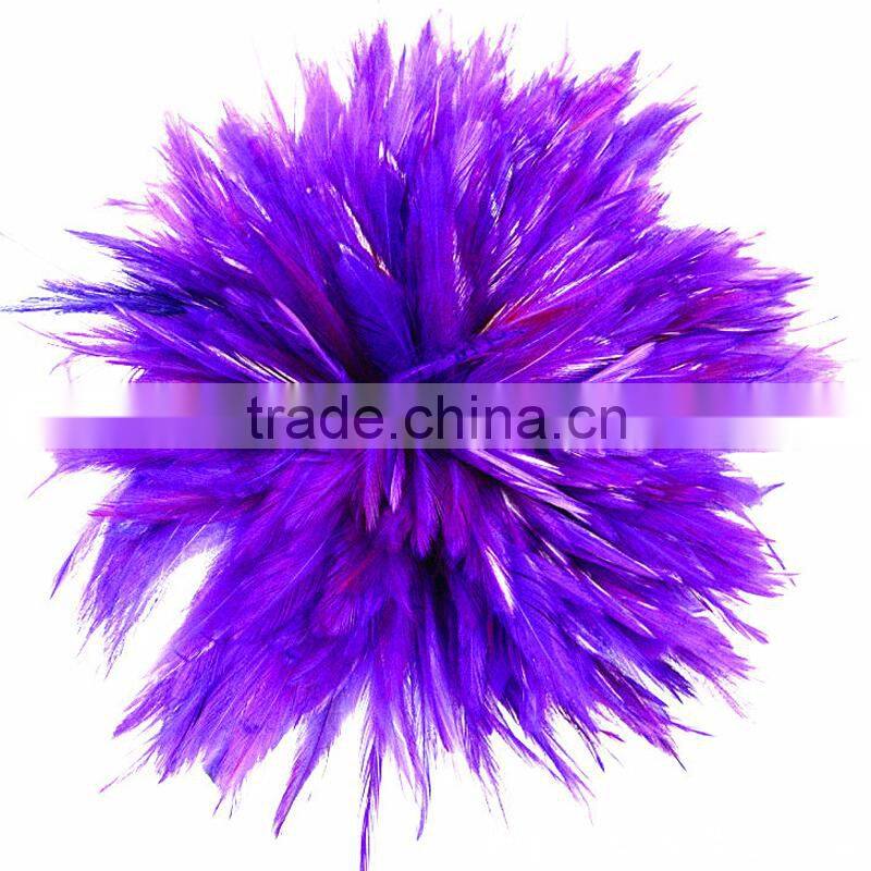wholesale dyed purple feather trim cock rooster feathers Coque