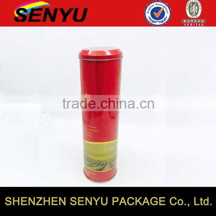 Red Cylinder Round Metal Box for Candy/Tea Package