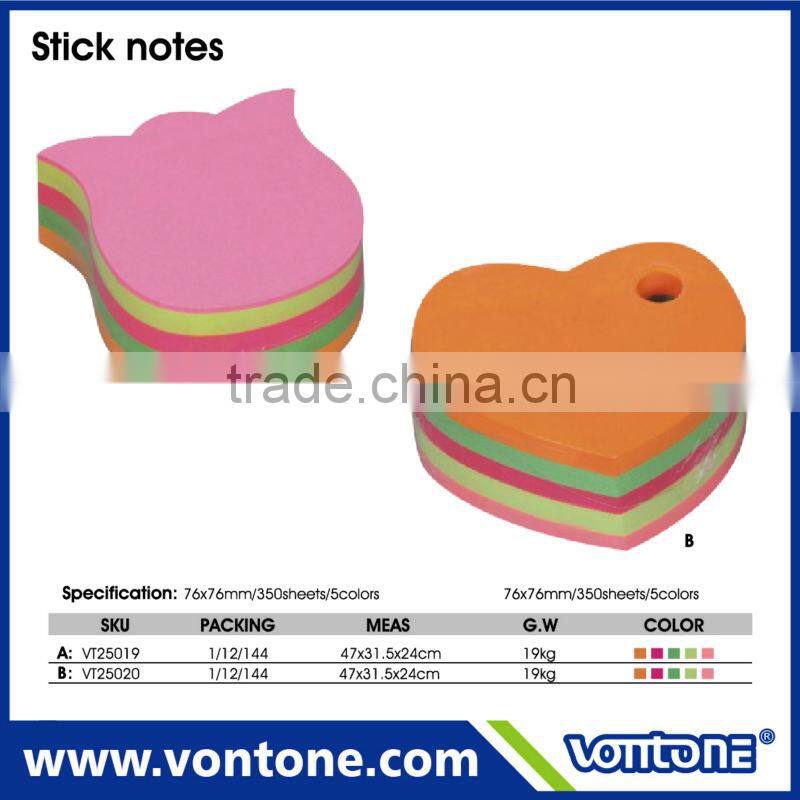 hot sale heart shaped colorful memo cube with pen holder