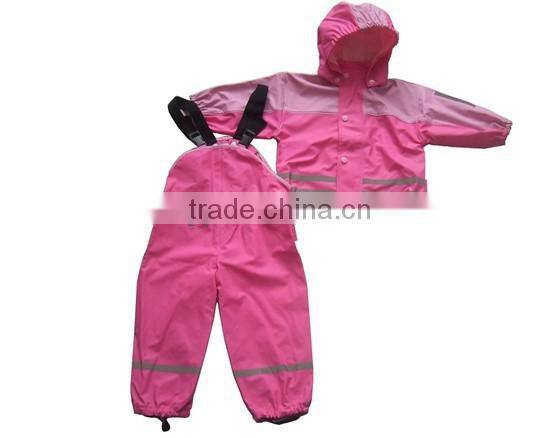waterproof and comfortable children PU rainsuit
