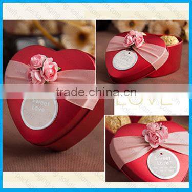 Red Heart Shaped Gift Tin Box For Wedding