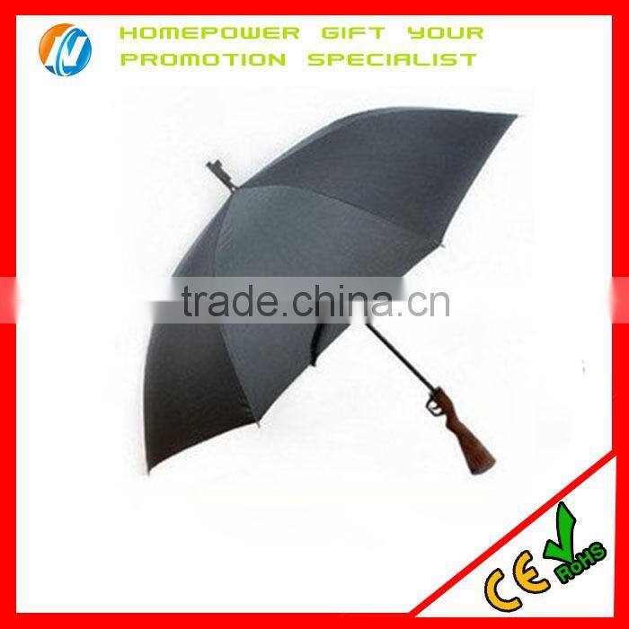 High Quality Straight Umbrella Gun Shape Wooden Handle Gun Umbrella