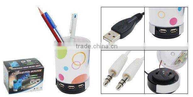 2013 Popular Pen Holder with USB Hub Mini Speaker
