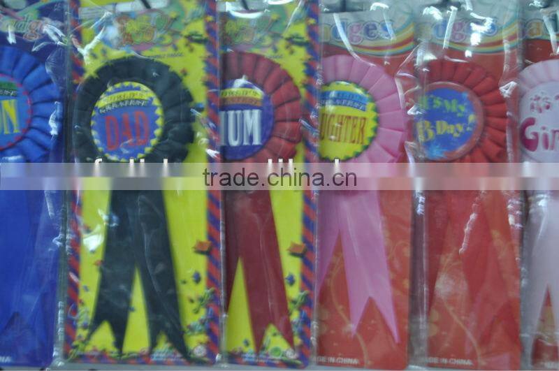 custom made round ribbon rosette button badge pin