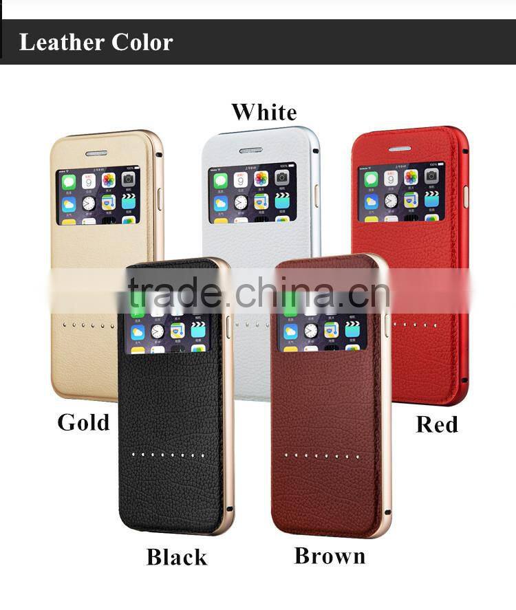 3in1cowhide case and metal bumper,aviation aluminum,PC, For iphone 6/plus Style case cover,