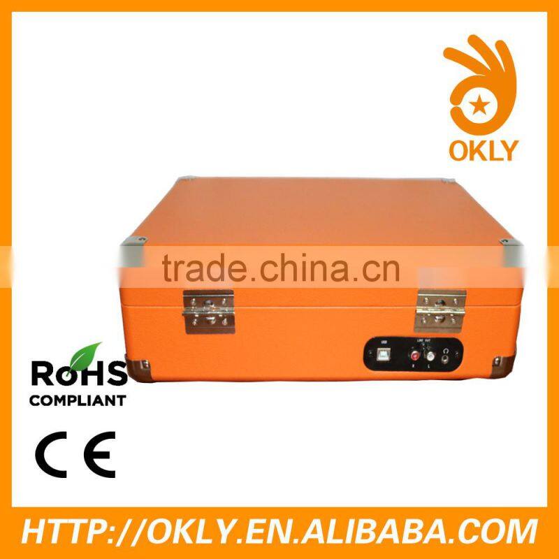 3.5mm headphone jack vintage vinyl turntable record player with Aux in