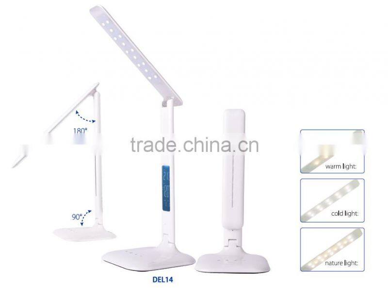 White Modern Luxury Led Study Table Lamp With Clock