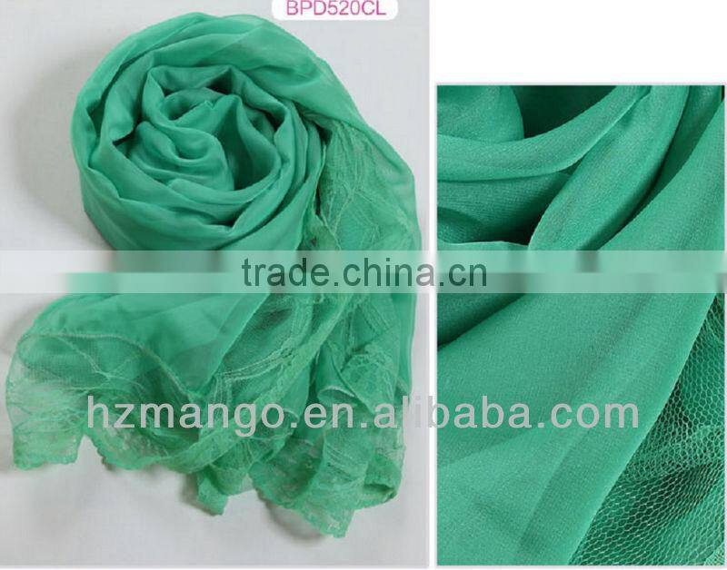 2016 Latest Fashionable Woman Lace chiffon scarf