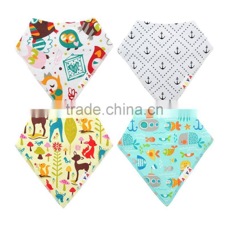 New Pattern Super Absorbent Cotton Bandana Bibs for Baby Wholesale High Quality Baby Bibs