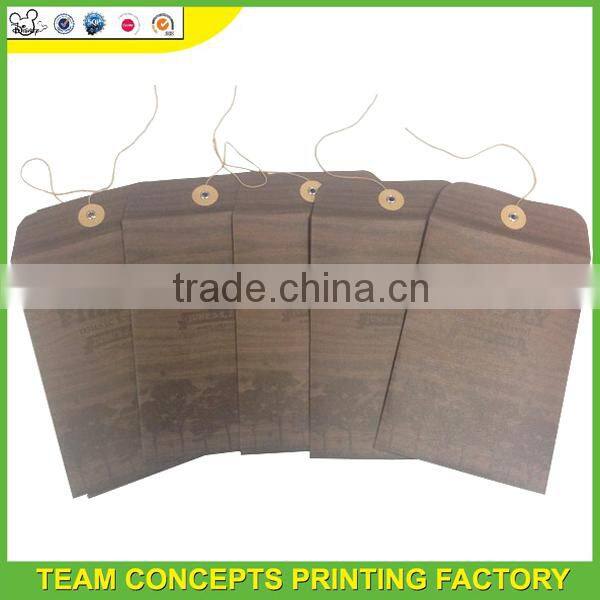 Kraft envelope with button and string closure