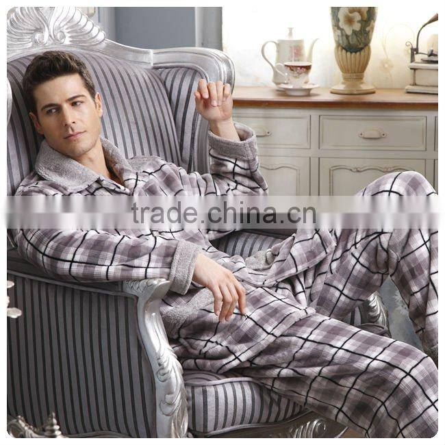 Men's super soft thermal coral fleece bathrobe