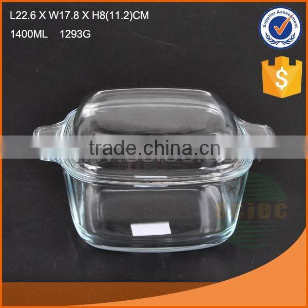 Glass pot for cooking glass soup&stock pot with lid square shape with different size