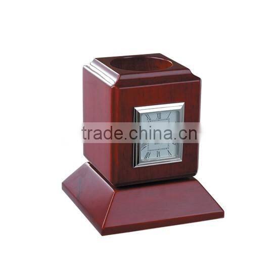 Fashion Design Wooden Clock With Base For Office Table Clock