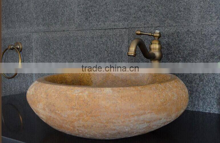 2015 Hot Sale Eco-Friendly Natural Cobble Stone Wash Basin