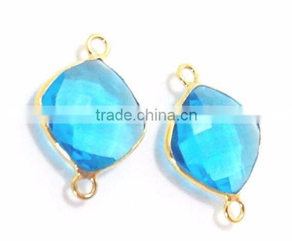 Sterling Silver B.T Quartz Cushion Faceted Gemstone Connector