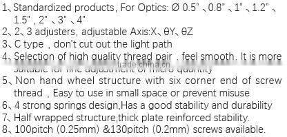 MSC-08TL Height of Center Height 25.4mm/High Precision Kinematic C type Mounts with 3 adjusters/Kinematic Mount