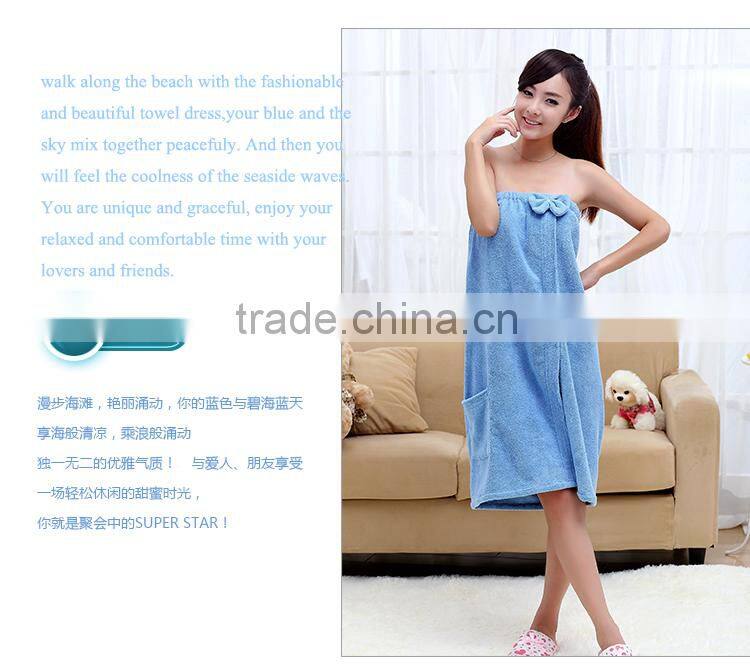 Blue color microfiber super soft girl bath skirt one color print girl towel skirt in microfiber