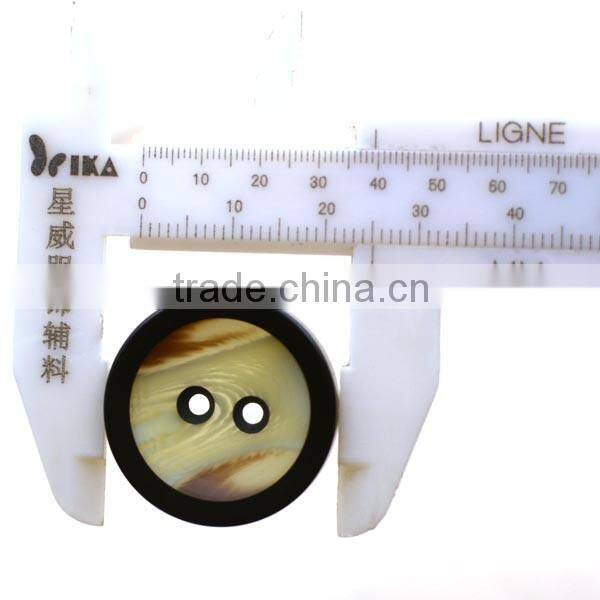 semi transparent resin hole fancy button with black round shape