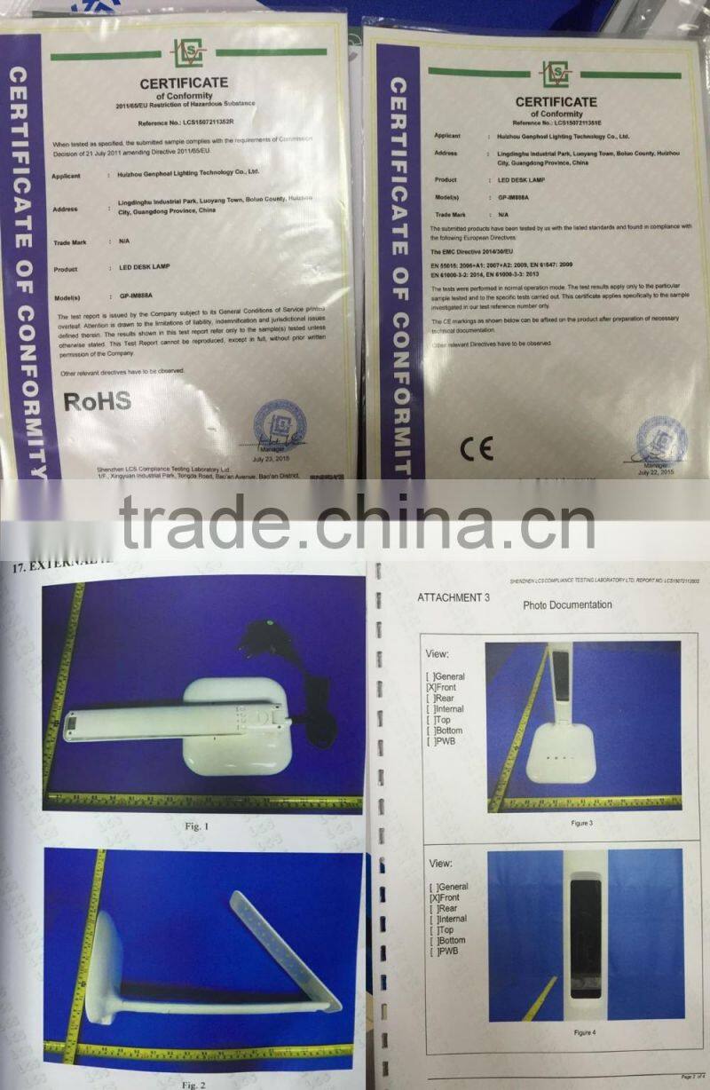 Foldable Dimmable CE&ROHS led color changing table lamp touch