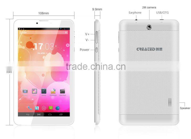 CREATED Q7 7 inch tablet pc 3G GPS Quad Core Dual SIM Slot Dual Standby android 4.2 3G/GPS/Bluetooth/FM