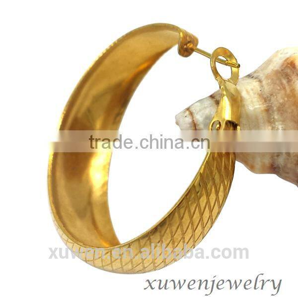 IPG gold plated color stainless steel pressed earrings