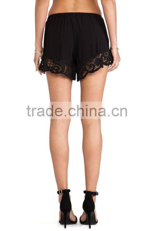 ladies black crochet shorts