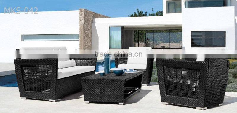 Poly rattan wicker sofa set- Garden sofa set outdoor furniture(1.2mm alu frame with powder coated, with 250gr polyeste fabric)