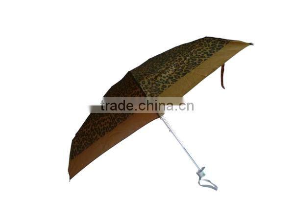 18" popular leopard print fabric 5 fold umbrella