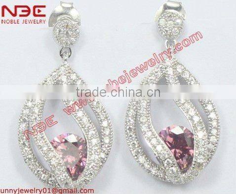 Fashion cheap 925 silver hook earrings jewelry,low price good quality cz jewellery,AAA grade cubic zirconia silver drop earrings