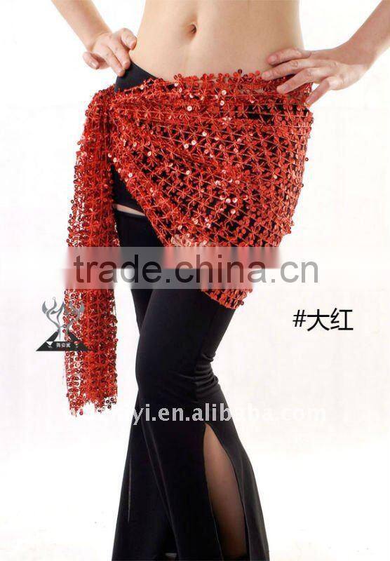 Cheap Wholesale Golden Knit Belly Dance Hip Scarf with Sequins, Belly Dance Shining Belt