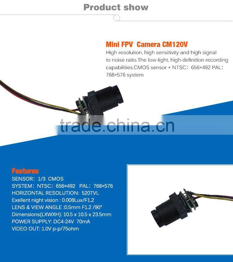0.008Lux FPV 520TVL Mini HD Color CMOS Camera