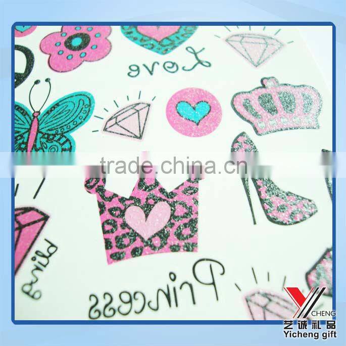 Eco-friendly Fashionable glitter temporary Tattoo Sticker