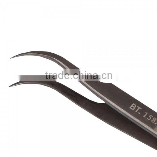 BST-158A Highly Precise Stainless Steel Curved Tweezers Tool Dark Gray