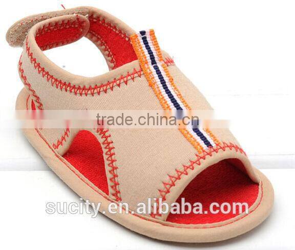 2014 new designs flat fabric baby barefoor sandals